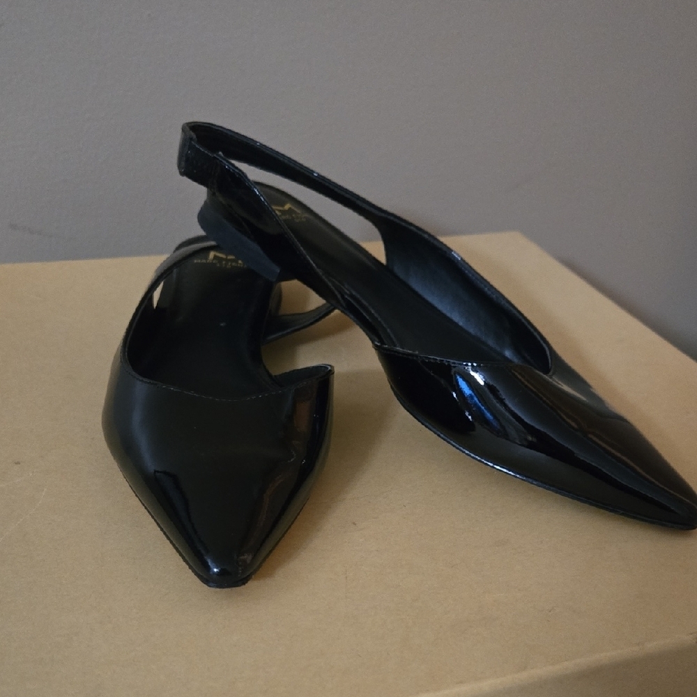 Marc Fisher Black Patent Slingback Flats Size 6.5 - Picture 1 of 8